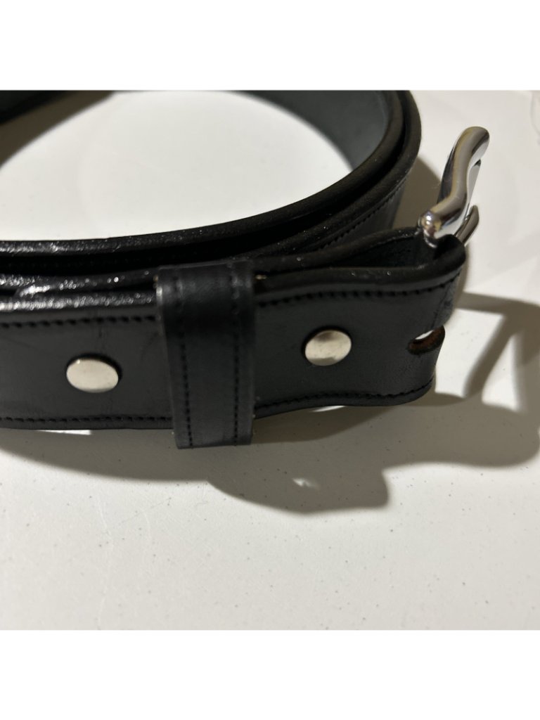 Hanks Belts Canyon English Bridle Leather Black 100 Year Mens Belt Size 52 Euc — image 5 of 8